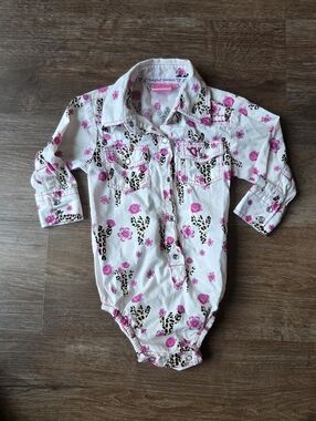 Cowgirl Hardware CH Western Pink Floral Leopard Cactus Baby Girl size 12 Month